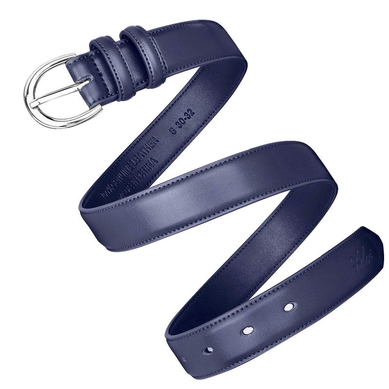 Falari Women Genuine Leather Belt Fashion Dress Belt With Single Prong Buckle 6028-Navy-L - Image 3